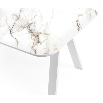 Cesano tuintafel in wit aluminium en volkeramiek calacatta luxe - L 315 x B 115 x H 74 cm