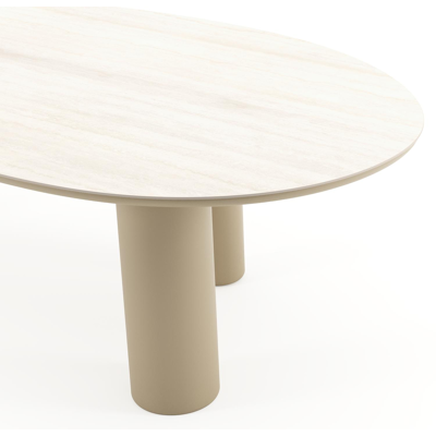 Amico tuintafel mango in beige aluminium en volkeramiek Travertino Bianco - L 260 x B 130 x H 73.5 cm