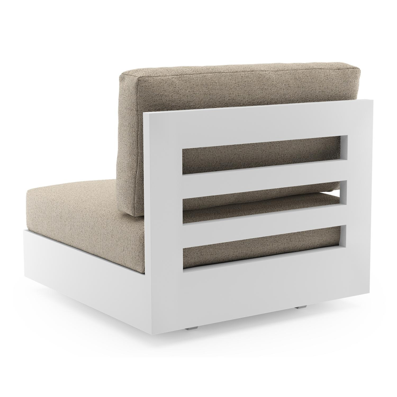 Como loungestoel in wit aluminium met marbella beige all weather cosytica kussen