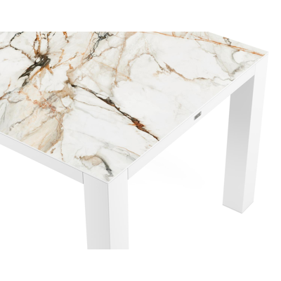 Nano tuintafel in wit aluminium en volkeramiek calacatta luxe - L 200 x B 100 x H 76 cm