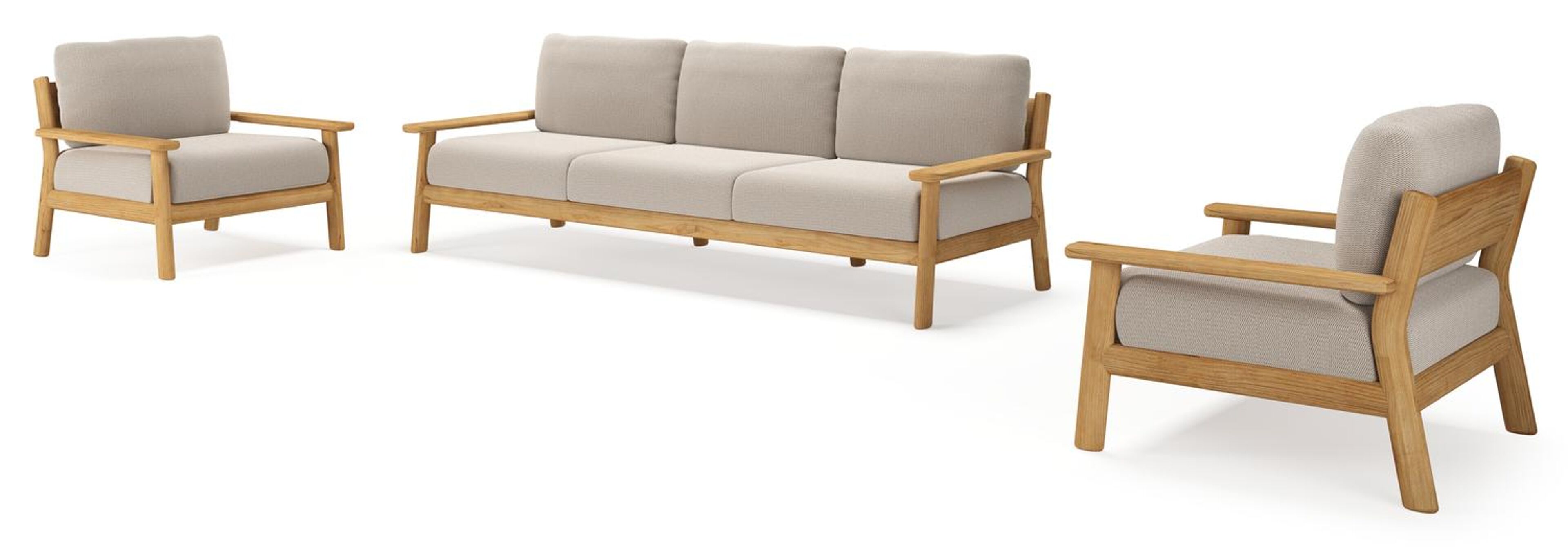 Amaro loungeset in teak met lopi fossil all weather sunbrella® luxe kussen