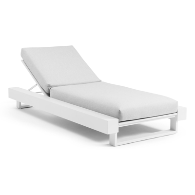 Chaise longue réglable Nano en aluminium blanc avec all weather sunbrella® luxe robben silver coussin