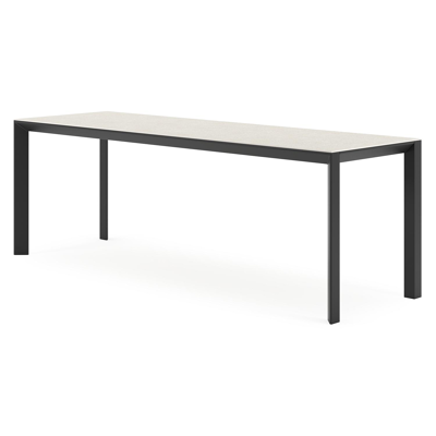 Table de jardin Malito en aluminium noir et céramique pleine shilin - Lg 220 x Larg. 70 x H 75 cm