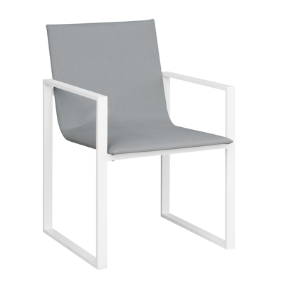 Verato tuinstoel in wit aluminium en grijs comfort textilene