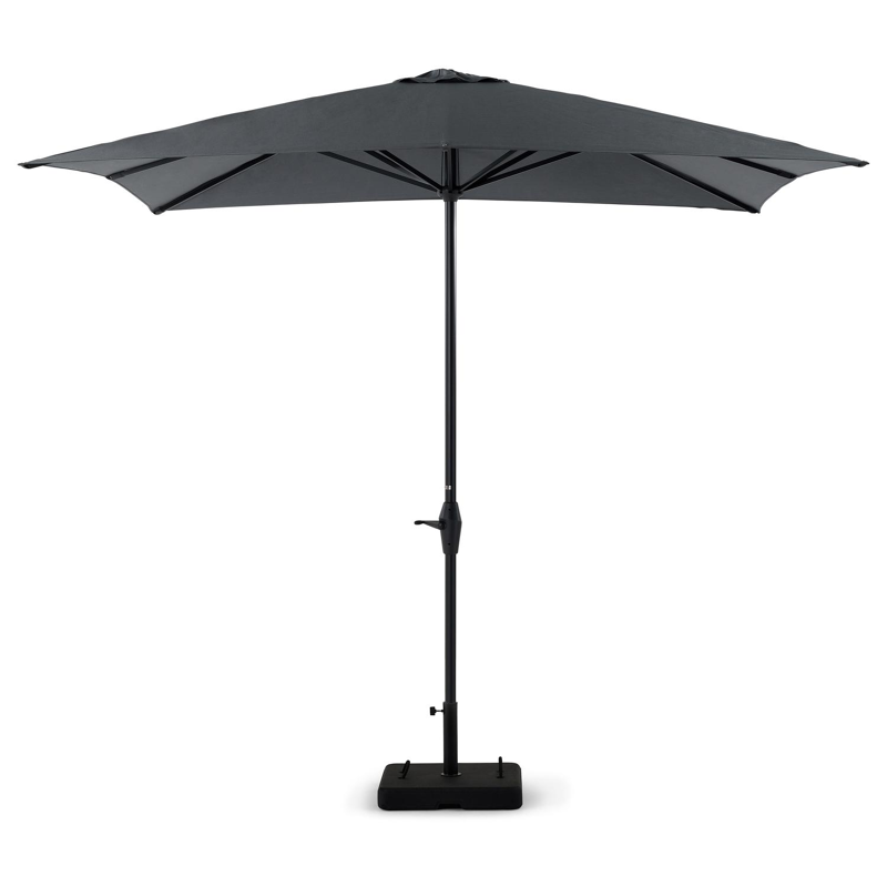 Viola staanparasol in zwart aluminium met grijs weather+ softtouch parasoldoek - L1 300 x L2 400 cm (met voet)