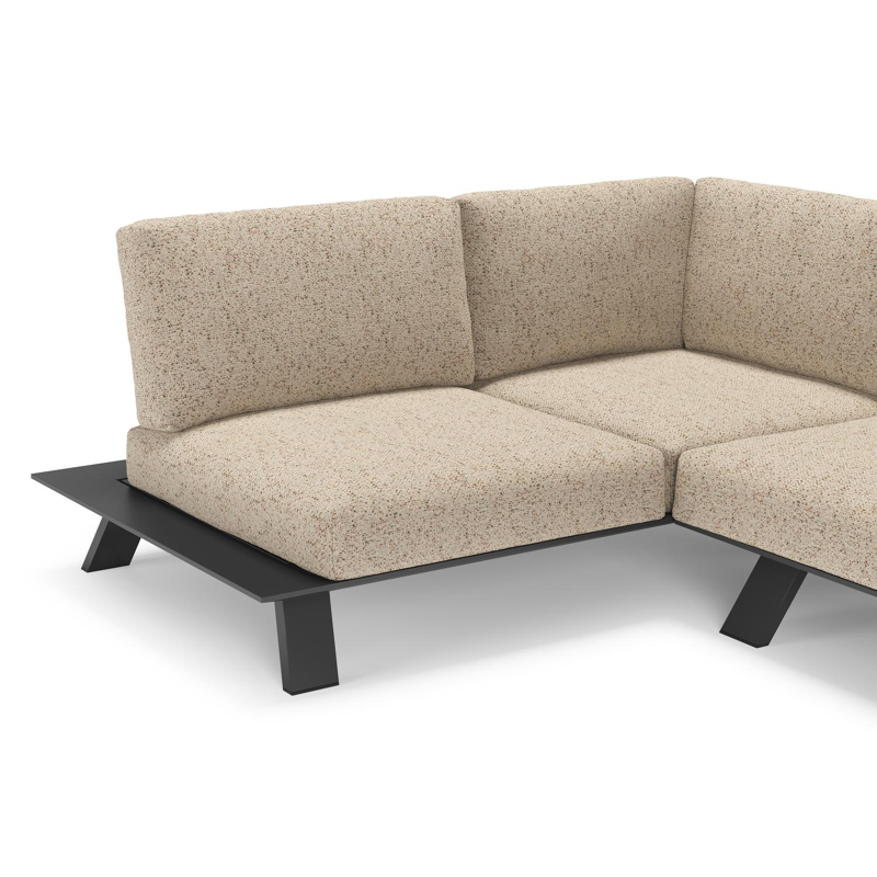 Cesano loungehoek in zwart aluminium met bora jungle all weather Cosytica kussen