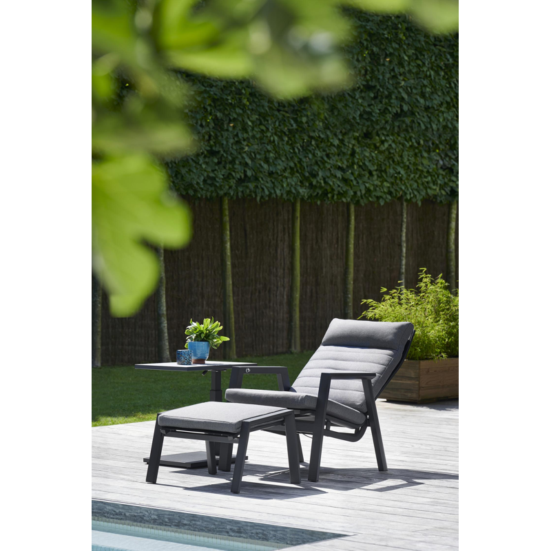 Table d'appoint Talana en aluminium noir et céramique pleine gris - Lg 60 x larg. 40 x H 47/67,50