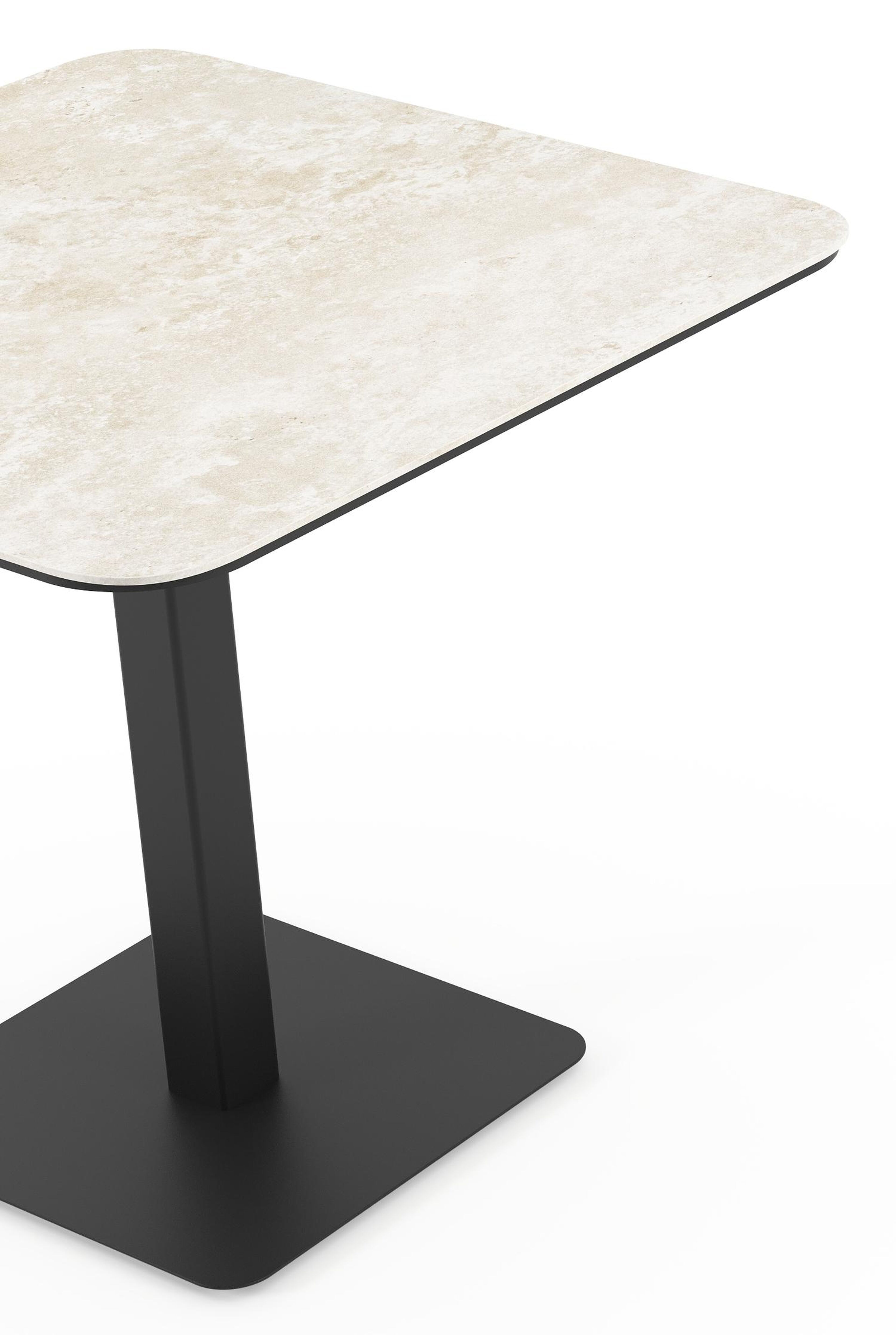 Fano kantelbare tuintafel afgerond vierkant in zwart aluminium en volkeramiek Rapolano - L 80 x B 80 x H 73 cm
