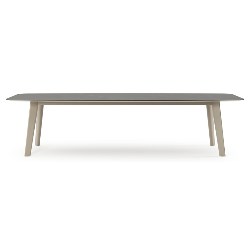 Lacrima tuintafel bootvorm in beige aluminium en volkeramiek Calatorao - L 315 x B 115 x H 73 cm