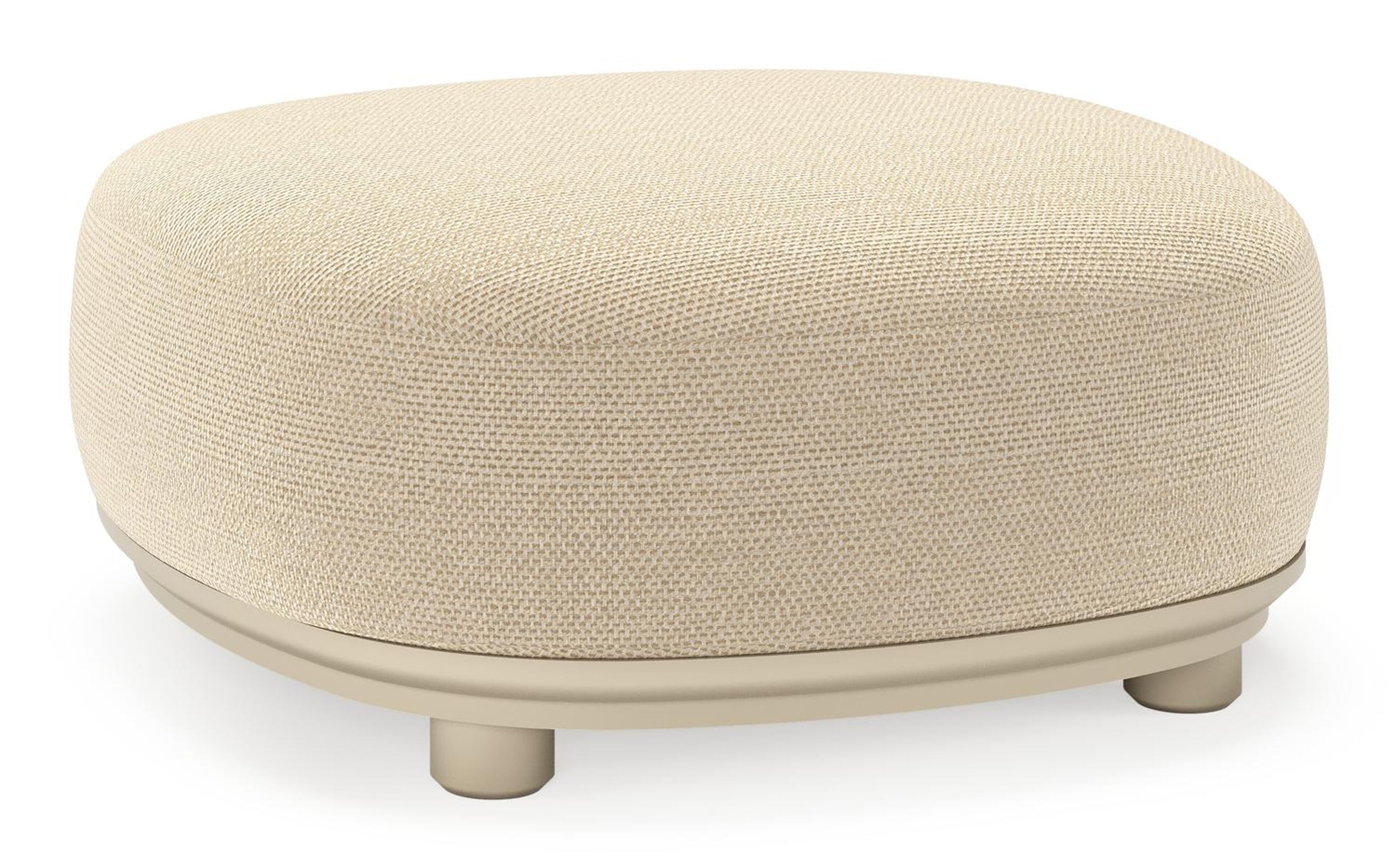 Vadelo poef in beige aluminium met althea camel all weather cosytica kussen