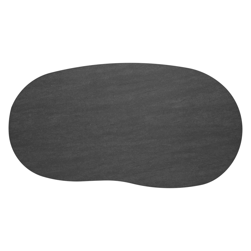 Amico loungetafel organisch in taupe aluminium en volkeramiek Basalt Black - L 170 x B 91 x H 25 cm