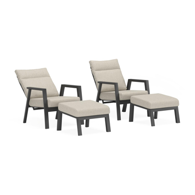 Set van 2 Avila loungestoelen in zwart aluminium met twilight granite weather+ softtouch kussens