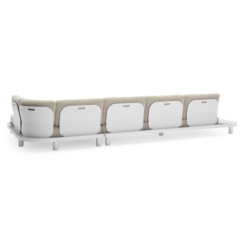 Donato loungebank Chaise longue links + 3-zit in wit aluminium met lopi marble all weather sunbrella® luxe kussen