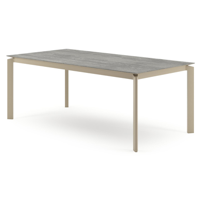 Cirello tuintafel rechthoekig in beige aluminium en volkeramiek Aspen Grey - L 200 x B 100 x H 74.5 cm