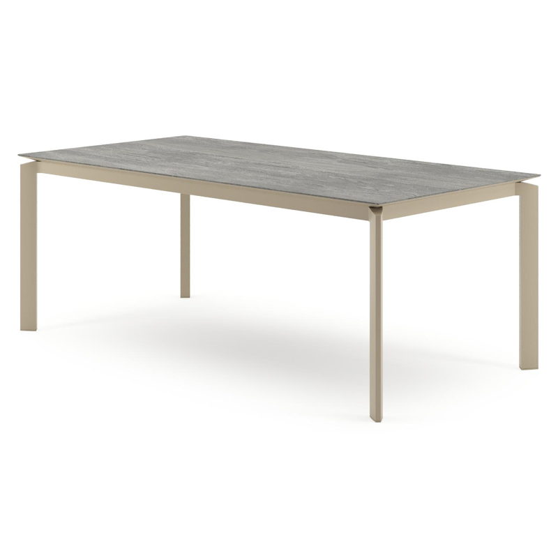 Cirello tuintafel rechthoekig in beige aluminium en volkeramiek Aspen Grey - L 200 x B 100 x H 74.5 cm