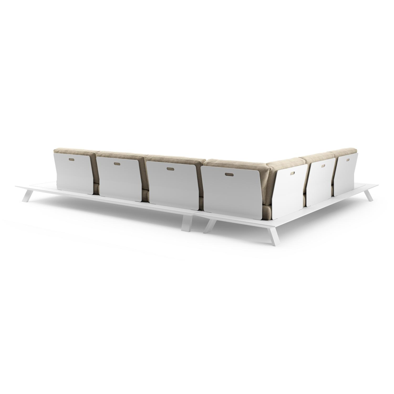 Cesano loungehoek in wit aluminium met althea camel all weather Cosytica kussen