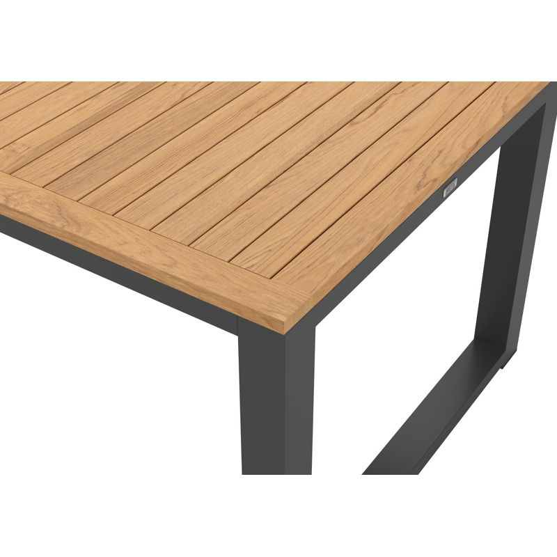 Livo tuinset in zwart aluminium en naturel teak tafelblad met 8 Artena tuinstoelen