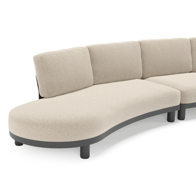 Salon de jardin d'angle Donato en aluminium noir et coussins en all weather cosytica Catania Sand