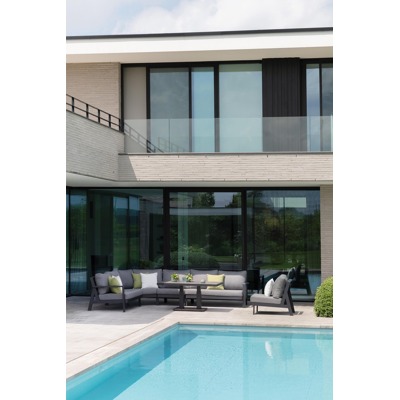 Aurano loungezetel tussenstuk in zwart aluminium met grijs weather+ softtouch kussen