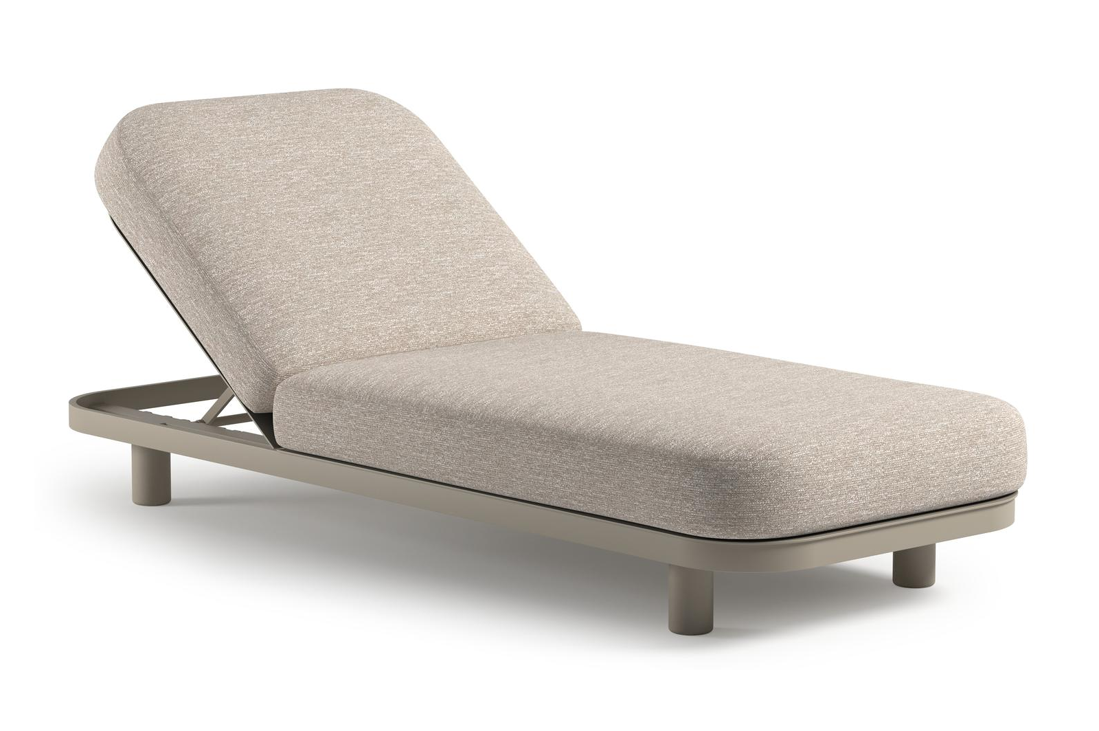 Chaise longue réglable Donato en aluminium beige avec All Weather Sunbrella® luxe tundra sand coussin