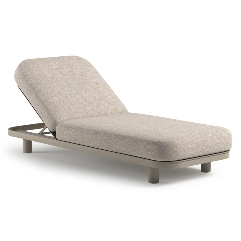 Chaise longue réglable Donato en aluminium beige avec All Weather Sunbrella® luxe tundra sand coussin