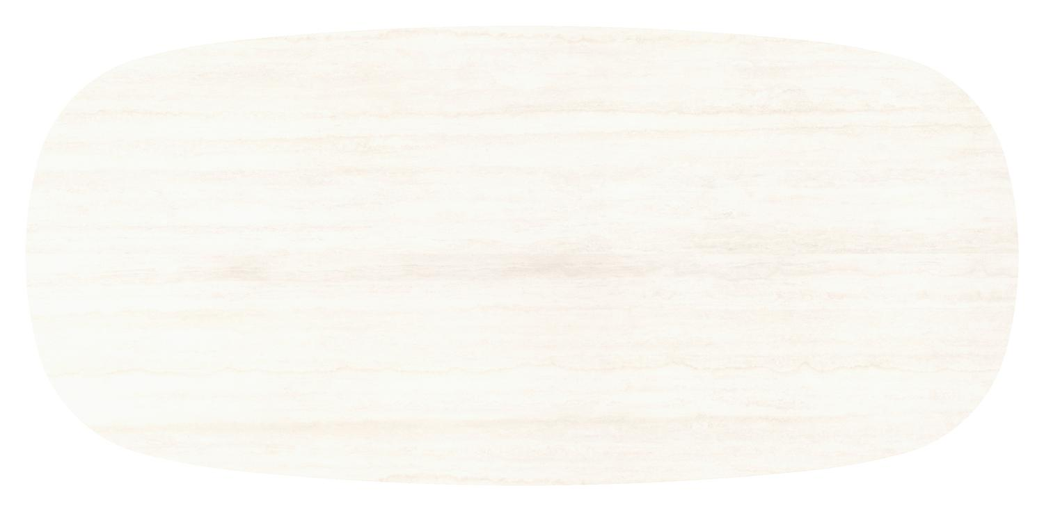 Table de jardin Amico bombo en aluminium blanc et céramique pleine Travertino Bianco - Lg. 270 x Lrg. 125 x Haut. 73.5 cm