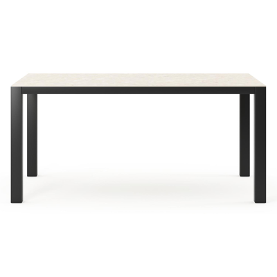 Como tuintafel in zwart aluminium en volkeramiek Retrostone - L 160 x B 100 x H 75 cm