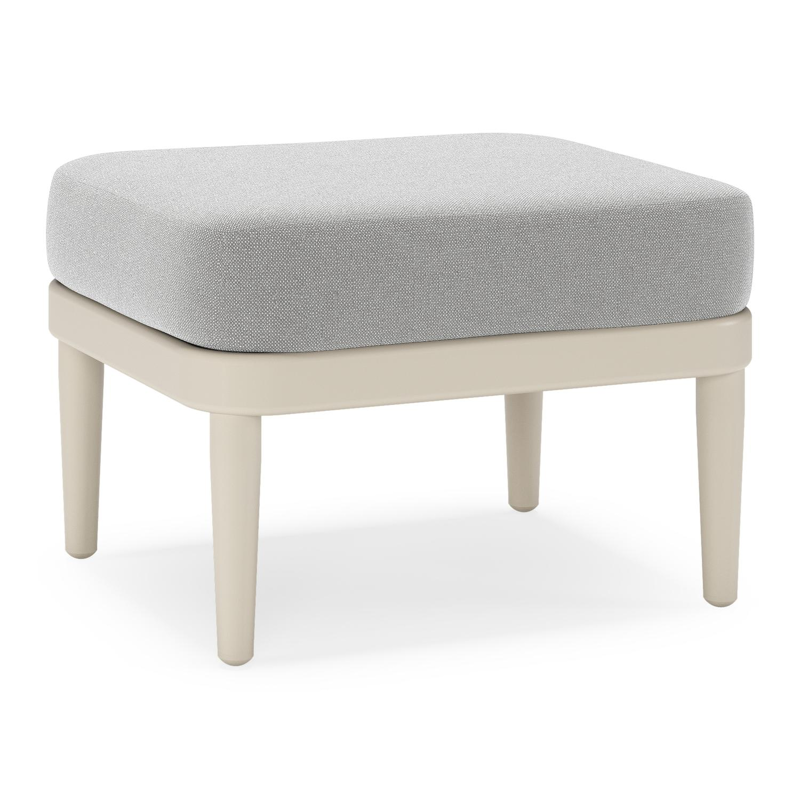 Pouf Orso en aluminium beige et coussins en all weather sunbrella® luxe Savane Grey