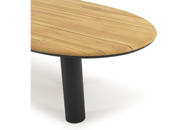 Organo tuintafel organisch in zwart aluminium en teak L 280 x B 120 x H 74 cm