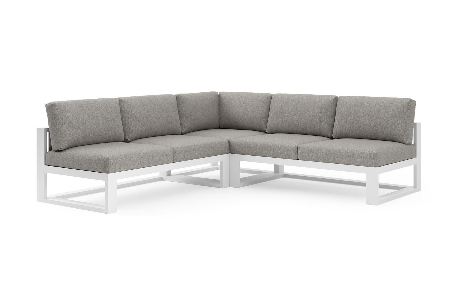 Verato loungehoek in wit aluminium met tundra charcoal all weather sunbrella® luxe kussen