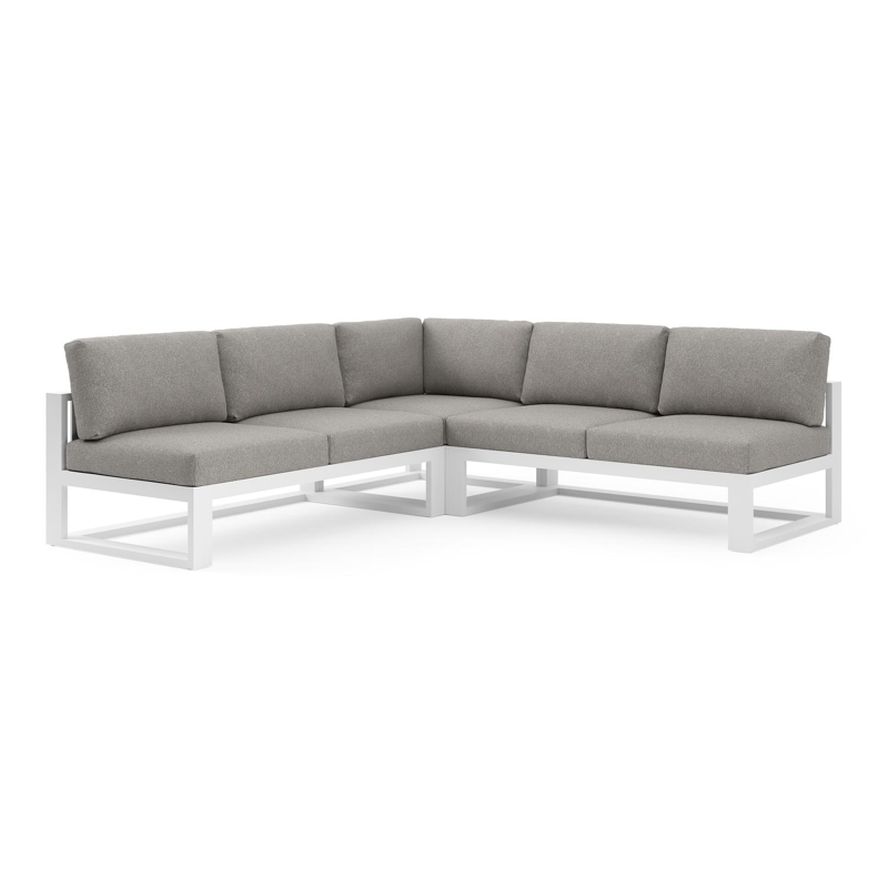 Verato loungehoek in wit aluminium met tundra charcoal all weather sunbrella® luxe kussen