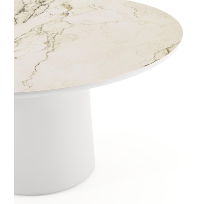 Amico tuintafel rond in wit aluminium en volkeramiek Colorado Dunes - Dia. 148 x H 73.5 cm
