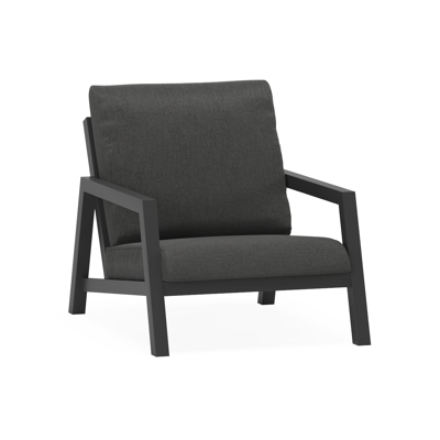 Zen'so loungestoel 1-zit in zwart aluminium met chartres sooty all weather sunbrella® luxe kussen