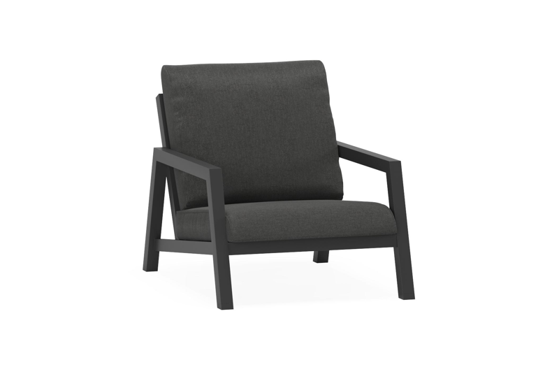 Zen'so loungestoel 1-zit in zwart aluminium met chartres sooty all weather sunbrella® luxe kussen