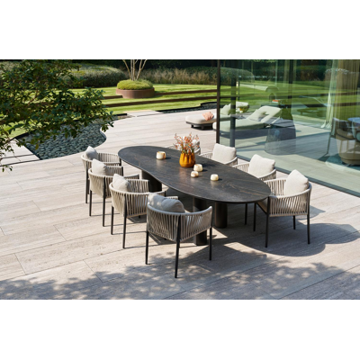 Organo tuintafel organisch in zwart aluminium en volkeramiek black obsession - L 320 x B 120 x H 74 cm