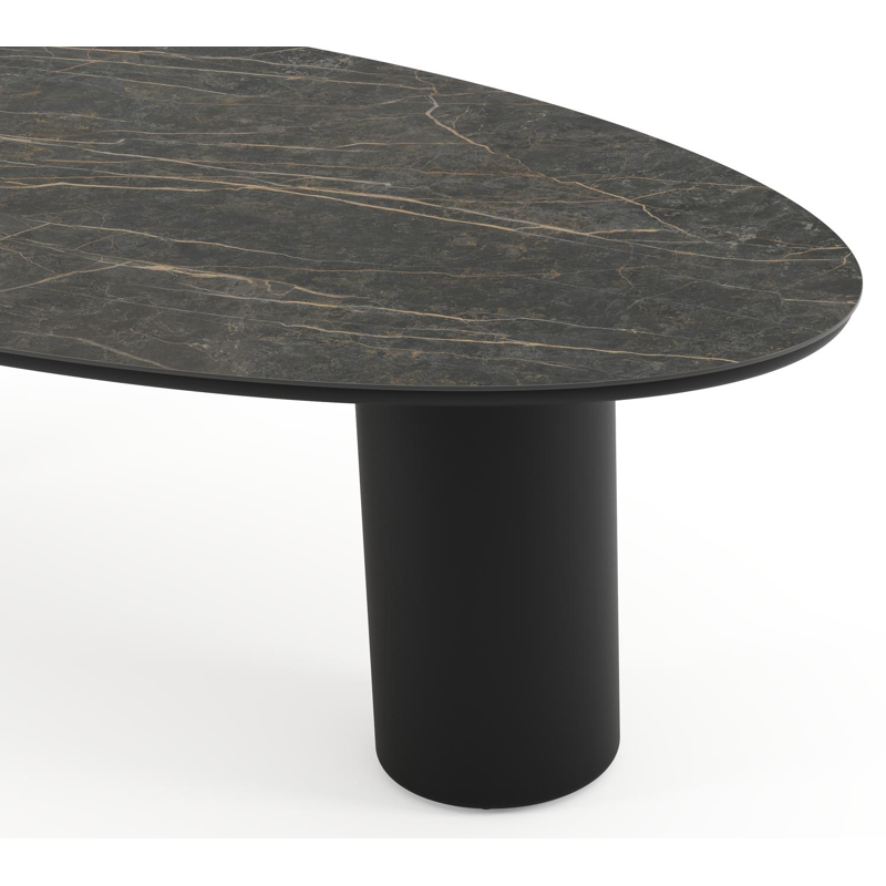 Amico tuintafel ovaal in zwart aluminium en volkeramiek Black Obsession - L 260 x B 125 x H 73.5 cm