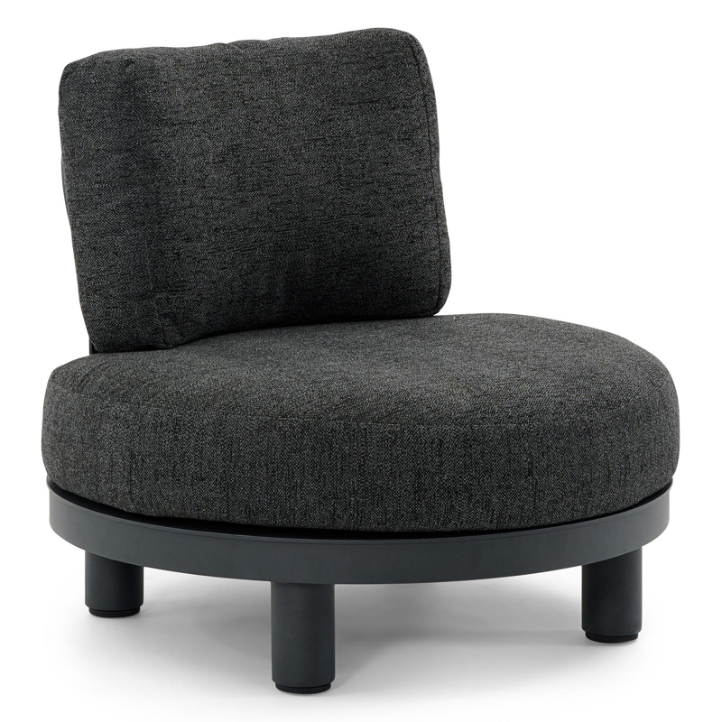 Donato loungezetel 1-zit in zwart aluminium met chartres sooty all weather sunbrella® luxe kussen