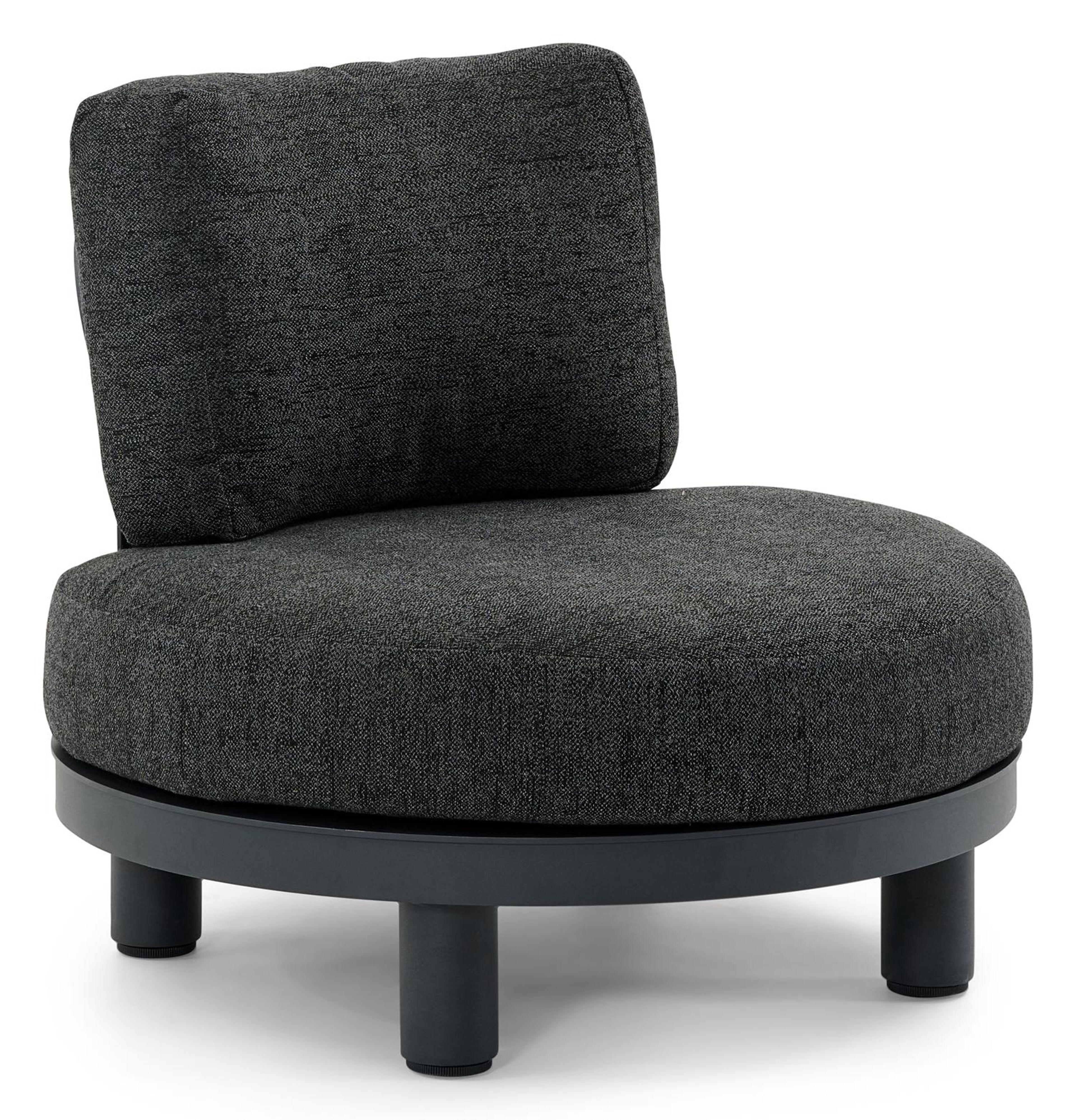 Donato loungezetel 1-zit in zwart aluminium met chartres sooty all weather sunbrella® luxe kussen