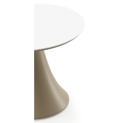 Fano low dining loungetafel rond in beige aluminium en volkeramiek Arctic White - Dia. 65 x H 40 cm