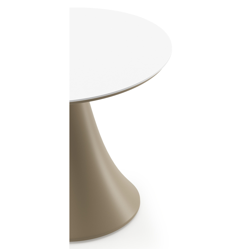 Fano low dining loungetafel rond in beige aluminium en volkeramiek Arctic White - Dia. 65 x H 55 cm