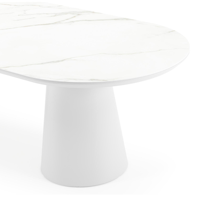 Donato tuintafel in wit aluminium en volkeramiek calacatta - L 260 x B 100 x H 74 cm