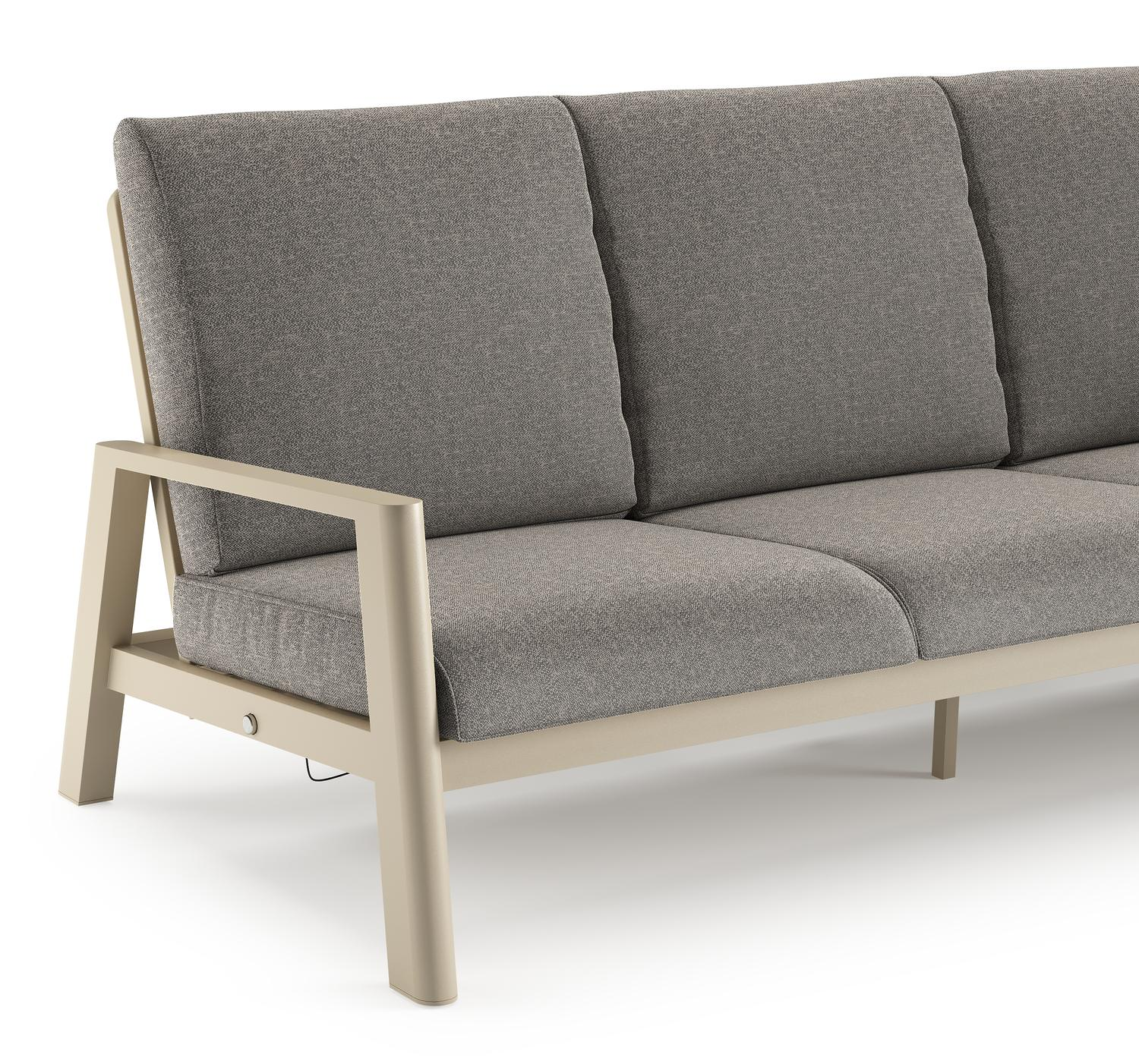 Cirello loungebank in beige aluminium met chartres drizzle all weather sunbrella® luxe kussen