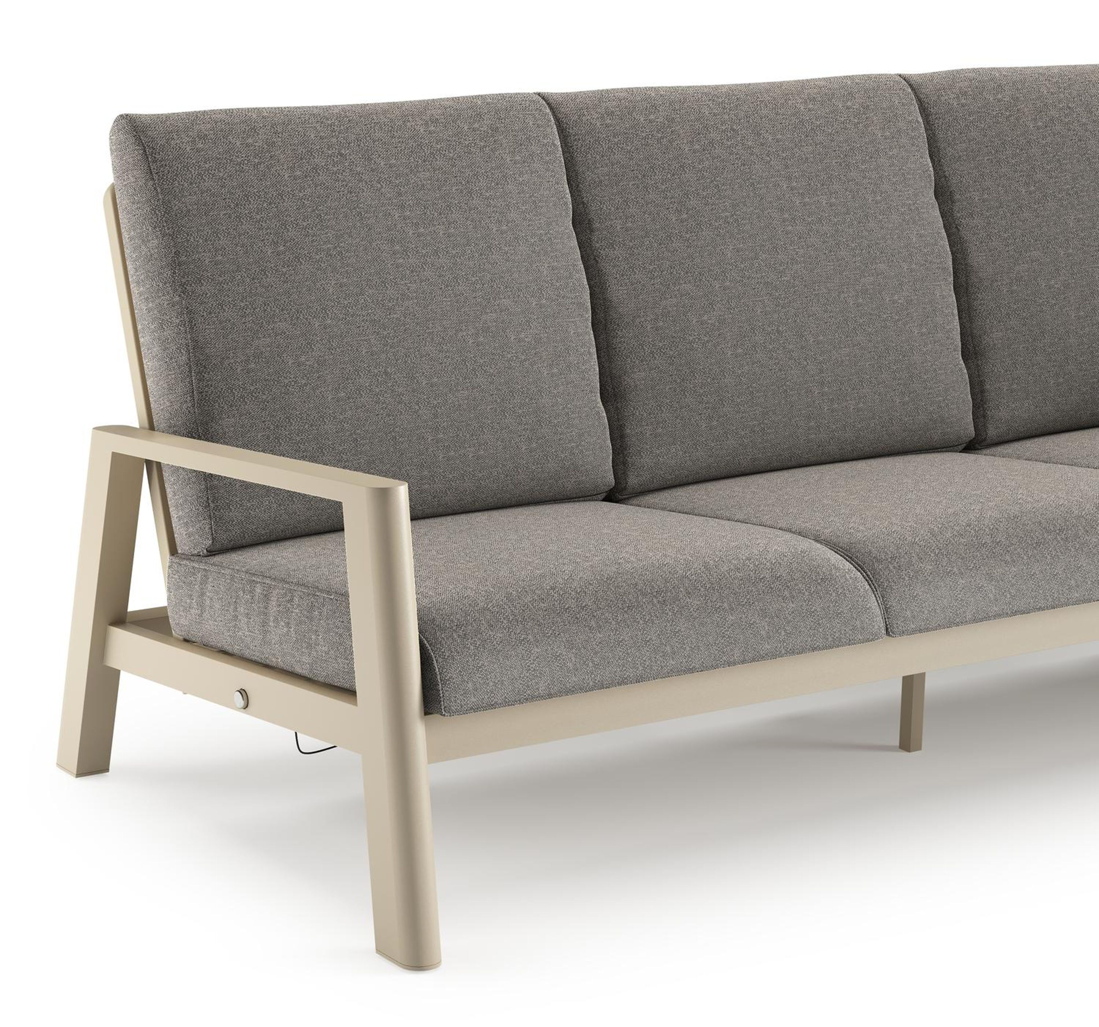 Cirello loungebank in beige aluminium met chartres drizzle all weather sunbrella® luxe kussen
