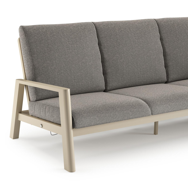 Cirello loungebank in beige aluminium met chartres drizzle all weather sunbrella® luxe kussen