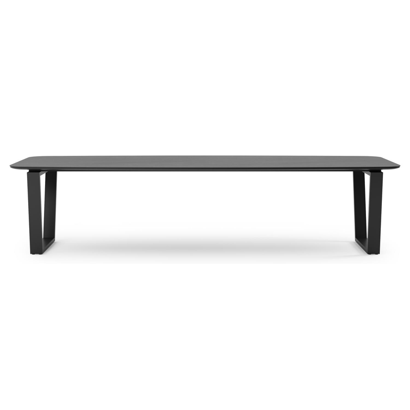 Table de jardin Pagino en aluminium noir et céramique pleine basalt black - Lg 315 x Larg. 115 x H 74 cm
