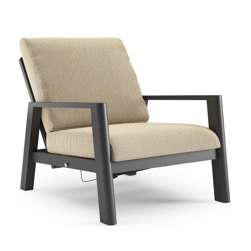 Cirello loungestoel in zwart aluminium met althea camel all weather cosytica kussen