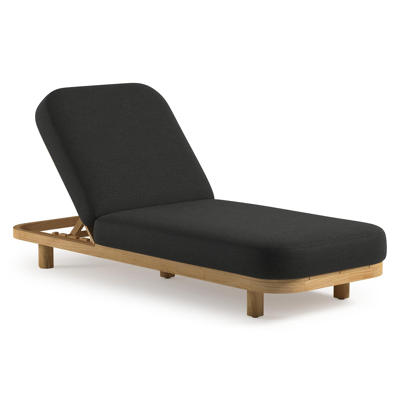 Chaise longue réglable Donato en teck avec All Weather Sunbrella® luxe chartres sooty coussin