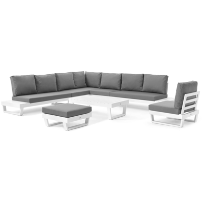 Modica lounge poef in wit aluminium met grijs textilene kussen