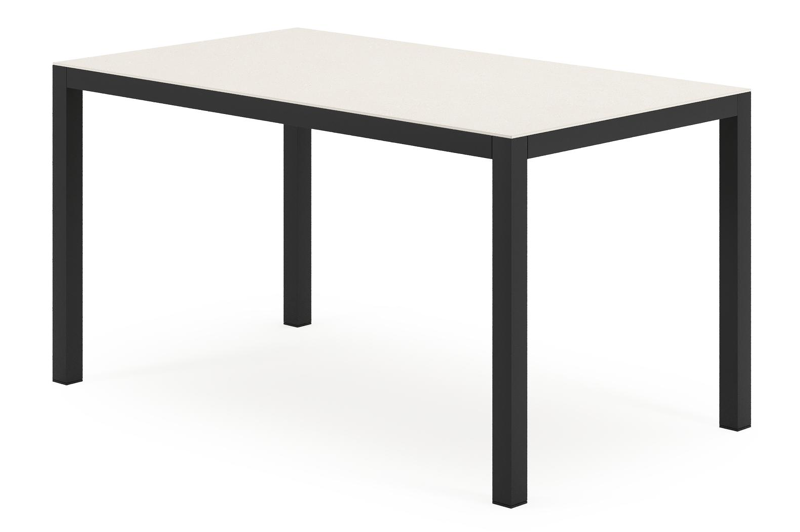 Feltro tuinset in zwart aluminium en sintered stone Crema minerale met 2 Calobra tuinstoelen