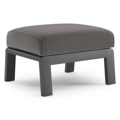 Cosenzo poef in zwart aluminium met charcoal chine all weather sunbrella® luxe kussen